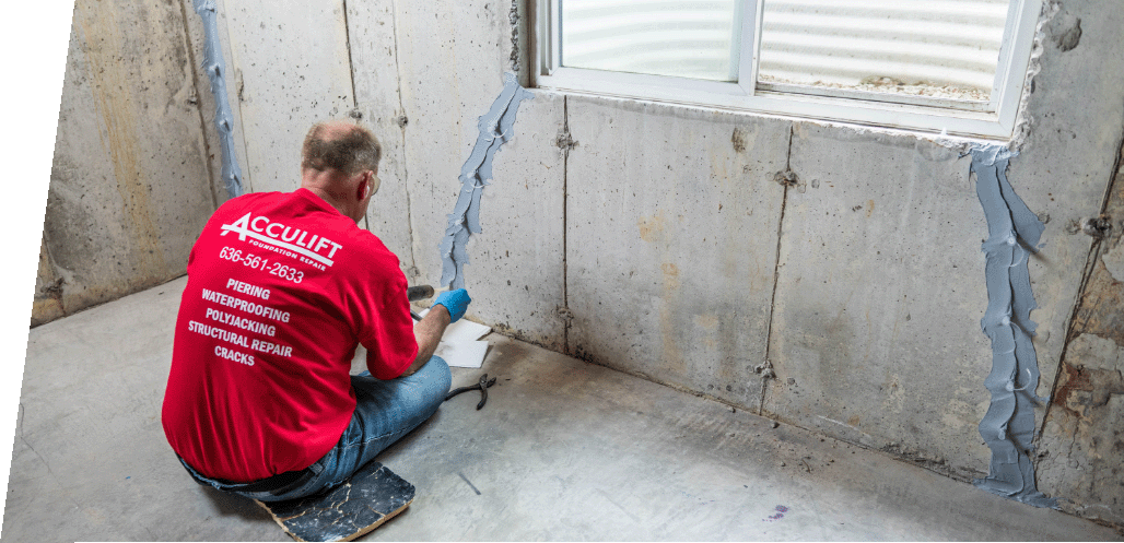 professional concrete crack repair in basement
