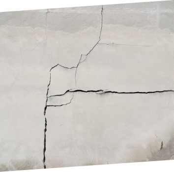 large cracks in concrete wall